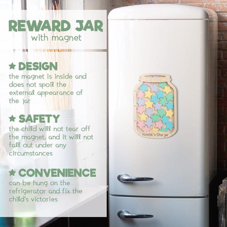 Personalized Kids' Reward Jar Custom Name Reward Jar for Kids Fun Behavior Chart & Chore System with Star Tokens