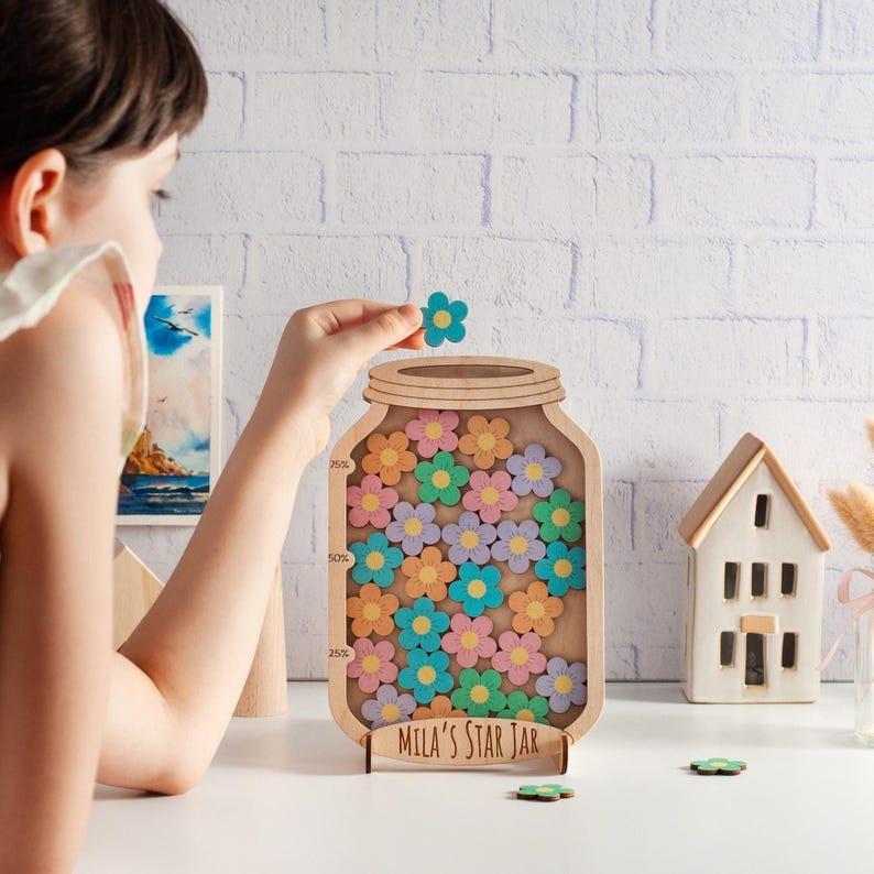 Personalized Kids' Reward Jar Custom Name Reward Jar for Kids Fun Behavior Chart & Chore System with Star Tokens