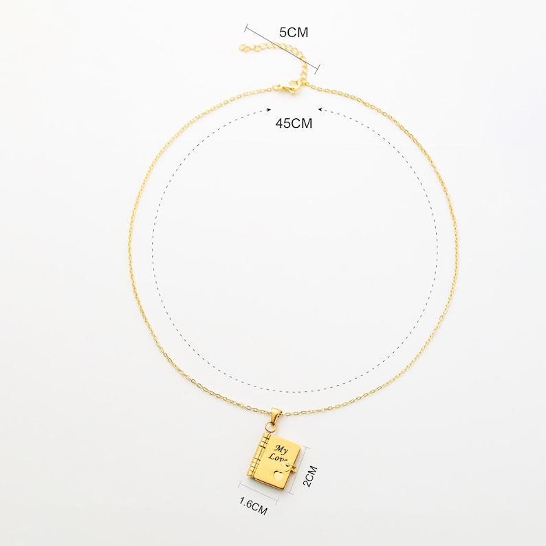 My Love Book Necklace �C Romantic Locket Pendant with Love Messages Inside, Adjustable Chain Jewelry Gift for Her, Valentine��s or Birthday