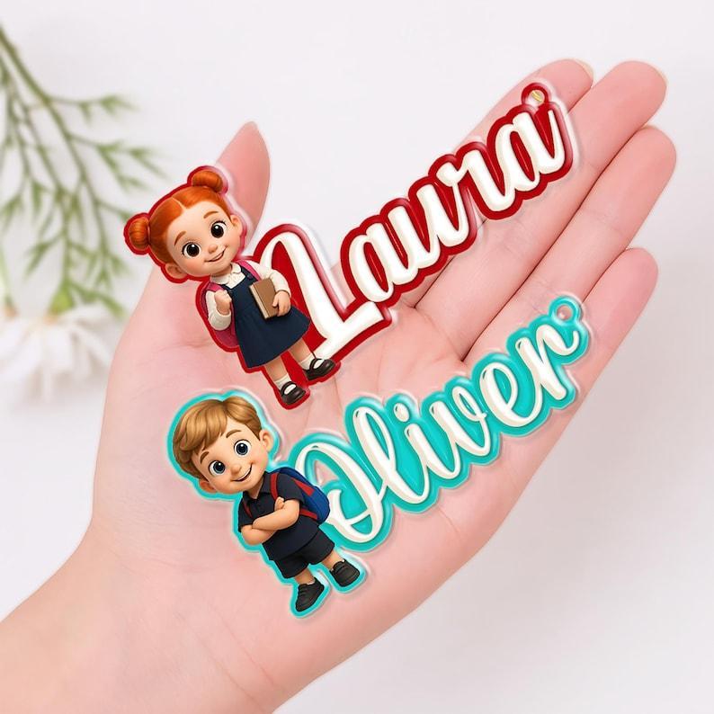Personalized Photo Keychain Custom 3D Character Name Tag Back to School Bag Tag Picture Acrylic Keychain Backpack Charm with Photo
