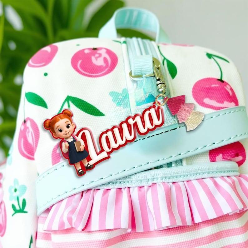 Personalized Photo Keychain Custom 3D Character Name Tag Back to School Bag Tag Picture Acrylic Keychain Backpack Charm with Photo