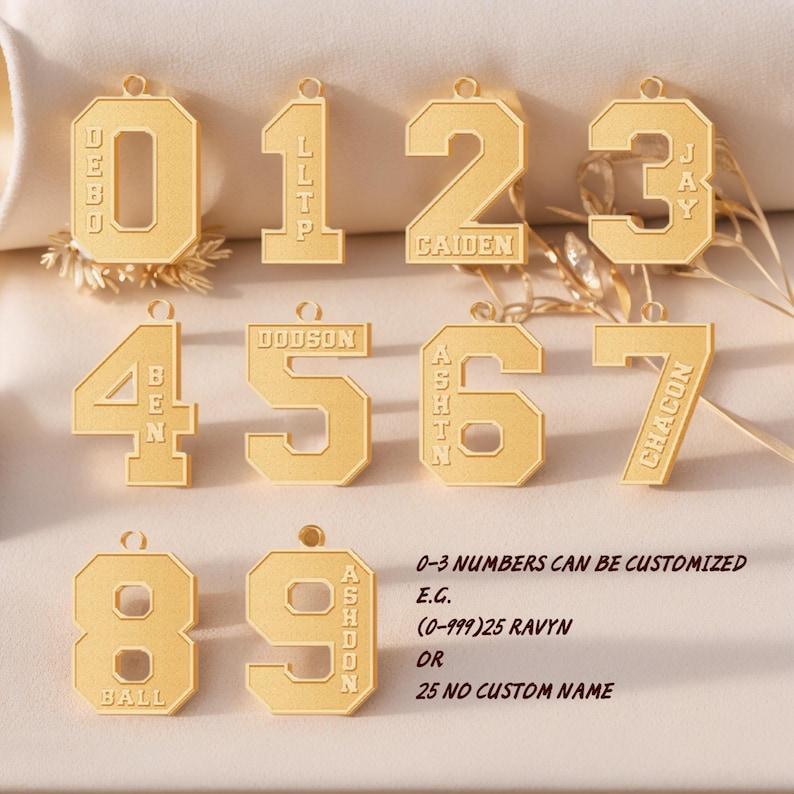 Custom Frosted Sport Number Necklace with Name Year Necklace & Personalized Lucky Sports Team Number For Son And Husband