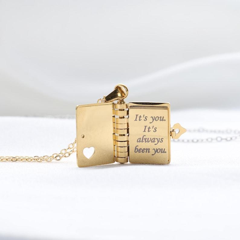 My Love Book Necklace �C Romantic Locket Pendant with Love Messages Inside, Adjustable Chain Jewelry Gift for Her, Valentine��s or Birthday