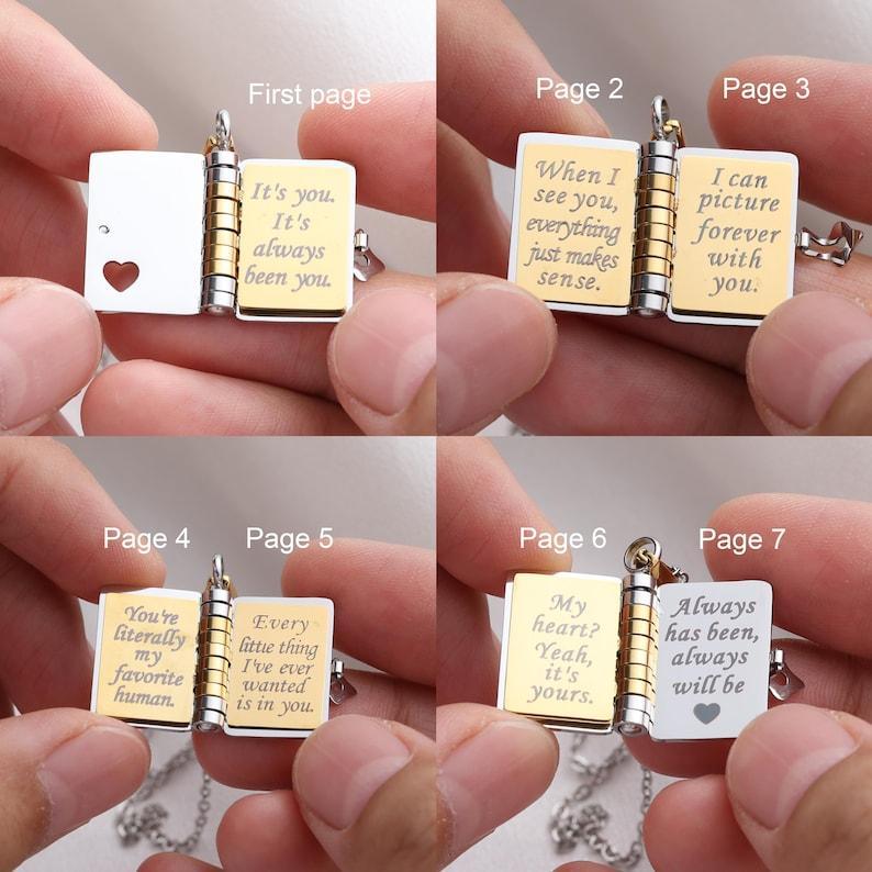 My Love Book Necklace �C Romantic Locket Pendant with Love Messages Inside, Adjustable Chain Jewelry Gift for Her, Valentine��s or Birthday