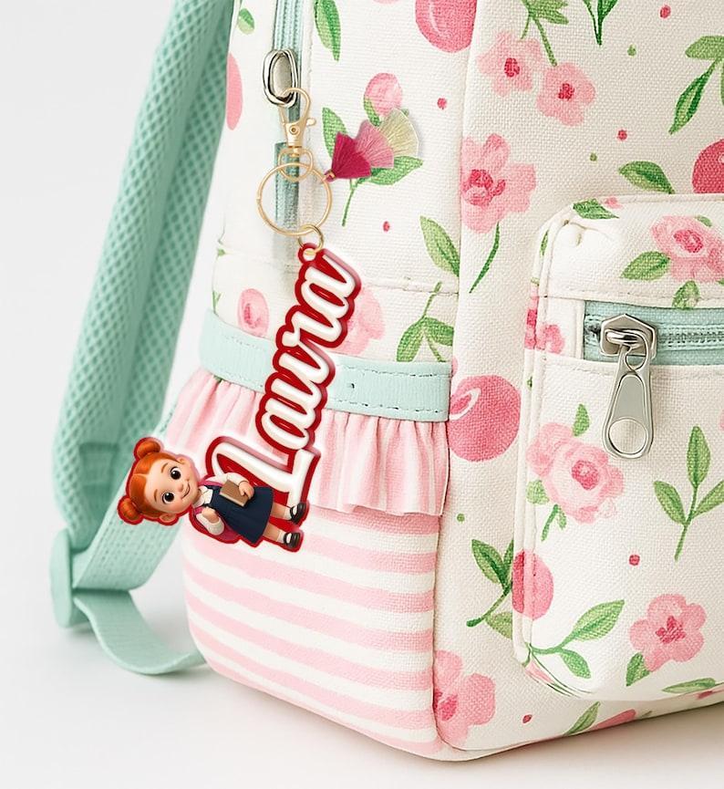 Personalized Photo Keychain Custom 3D Character Name Tag Back to School Bag Tag Picture Acrylic Keychain Backpack Charm with Photo