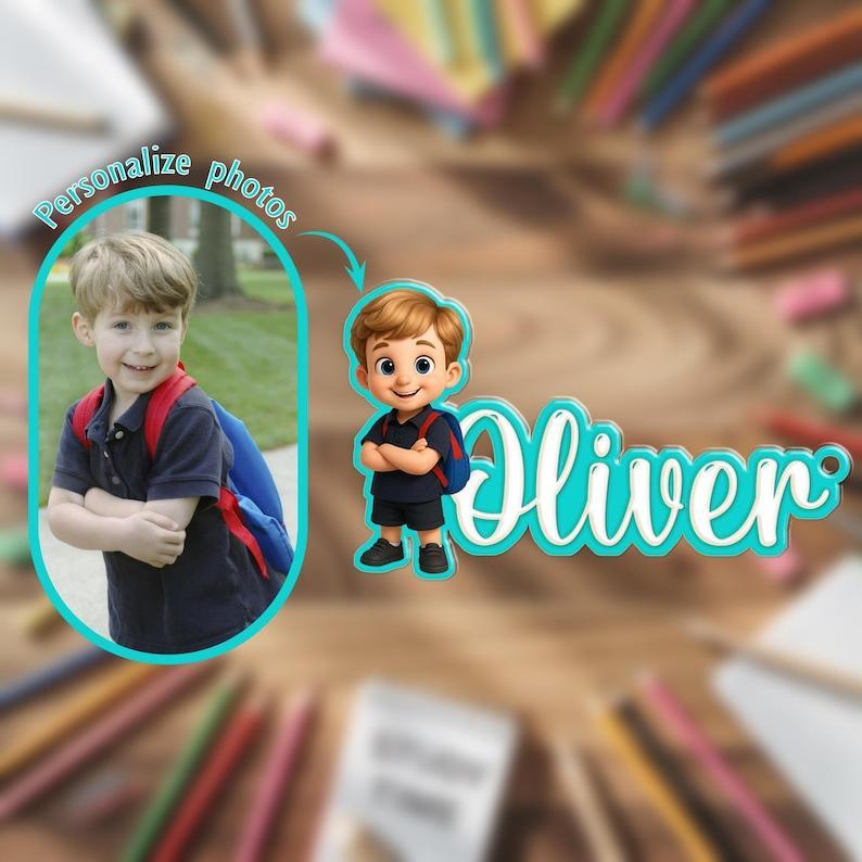 Personalized Photo Keychain Custom 3D Character Name Tag Back to School Bag Tag Picture Acrylic Keychain Backpack Charm with Photo