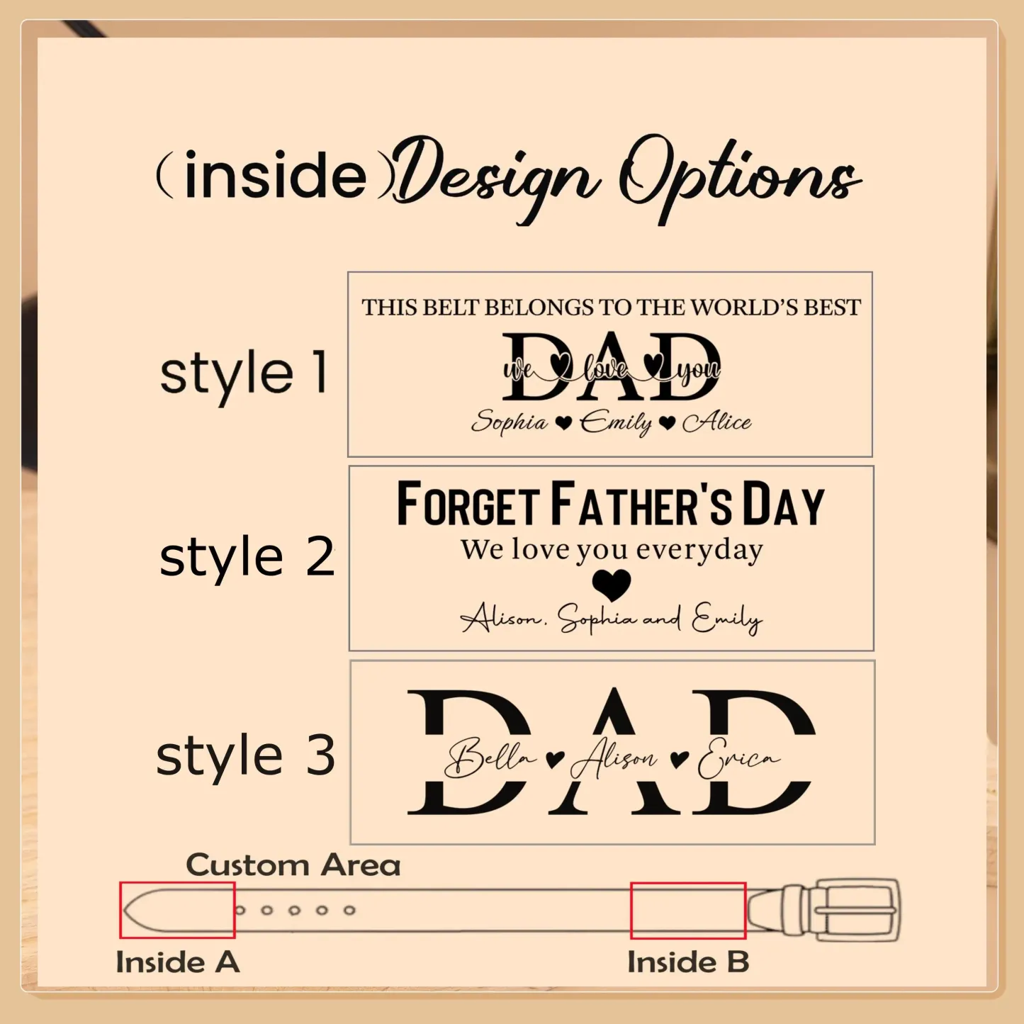 Personalized Hidden Message Leather Belt Custom Engraved Waistband Father's Day Gift for Best Dad Ever