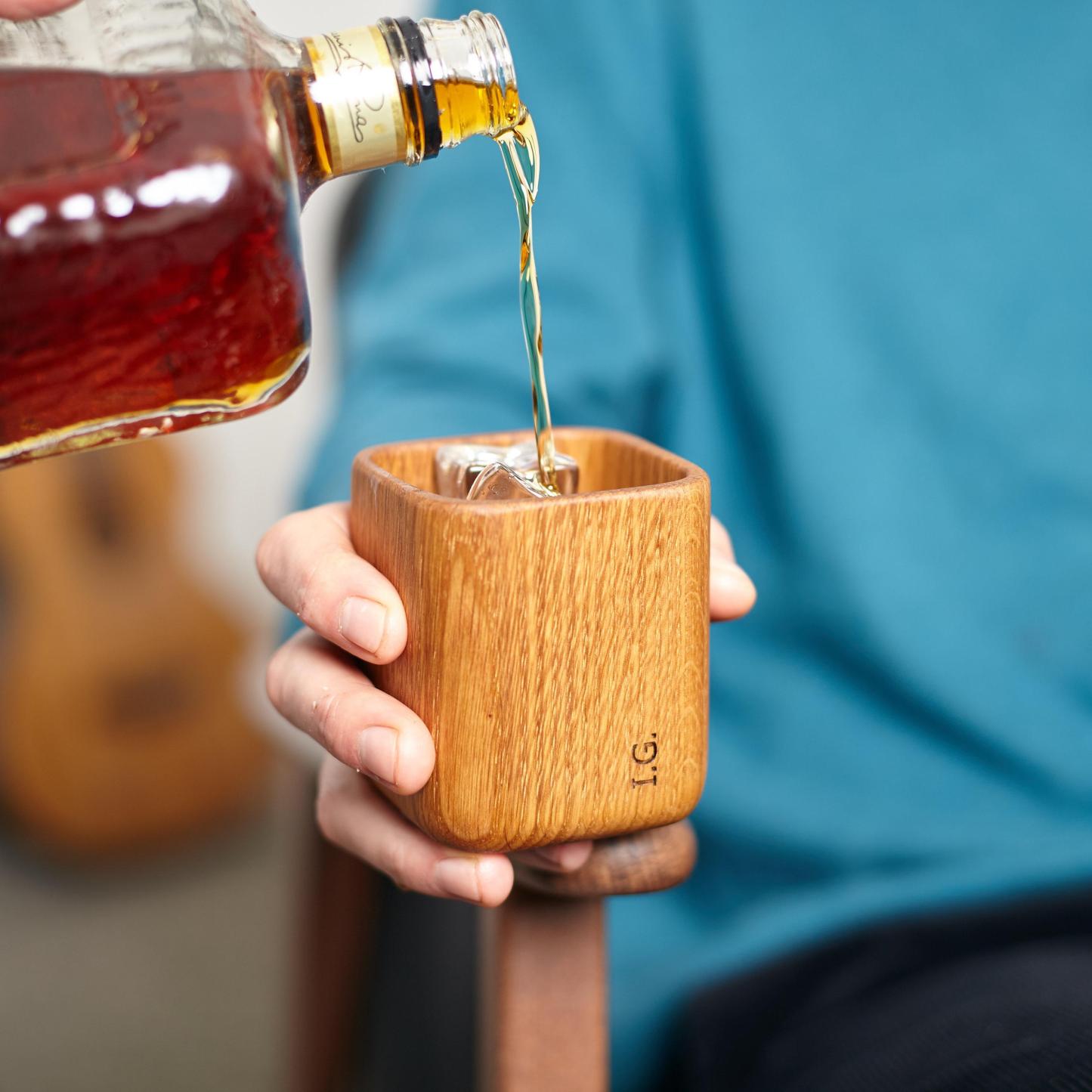 Personalized Oak Whisky Tumbler Custom Engraved Wood Cup Father's Day Gift for Best Dad Ever