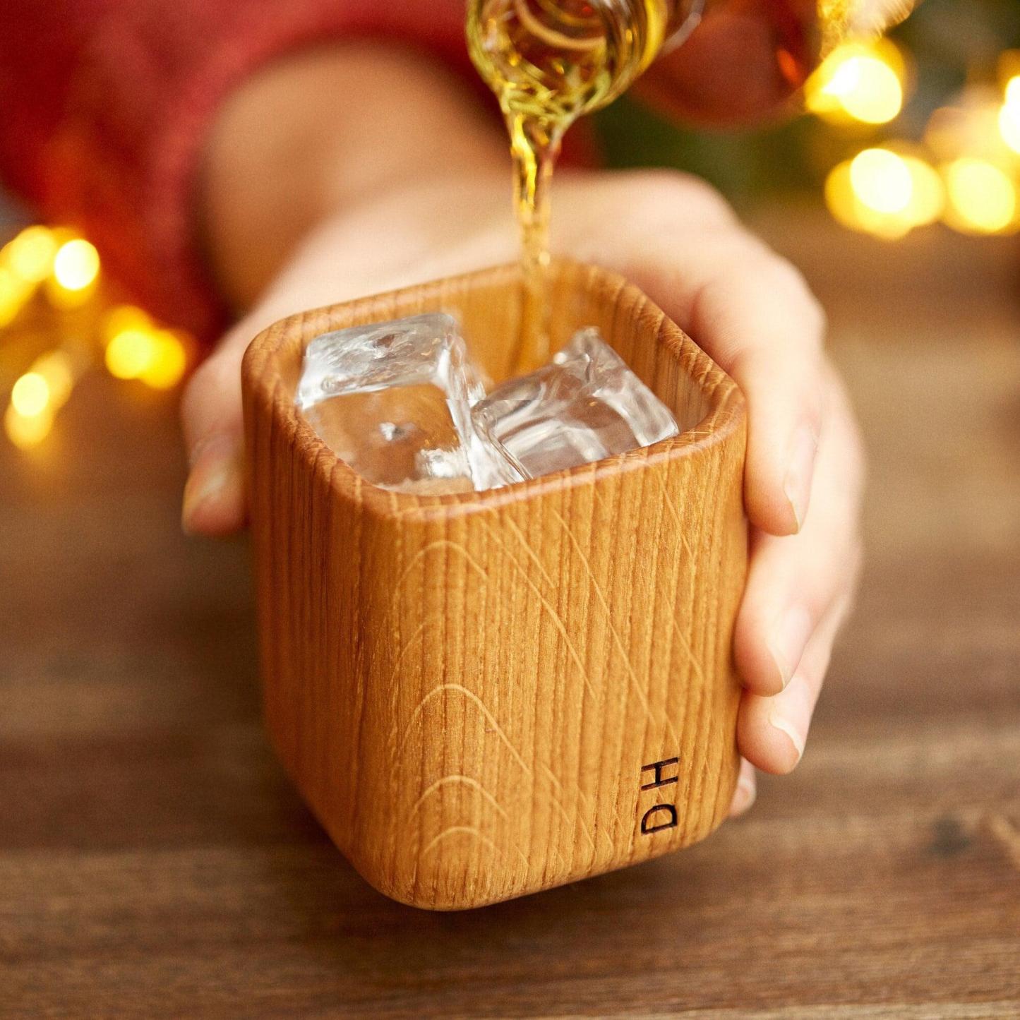 Personalized Oak Whisky Tumbler Custom Engraved Wood Cup Father's Day Gift for Best Dad Ever