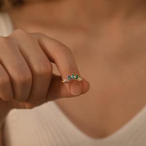 Personalized Family Birthstone Ring Custom Stackable Gemstone Ring Keepsake Gift for Mom