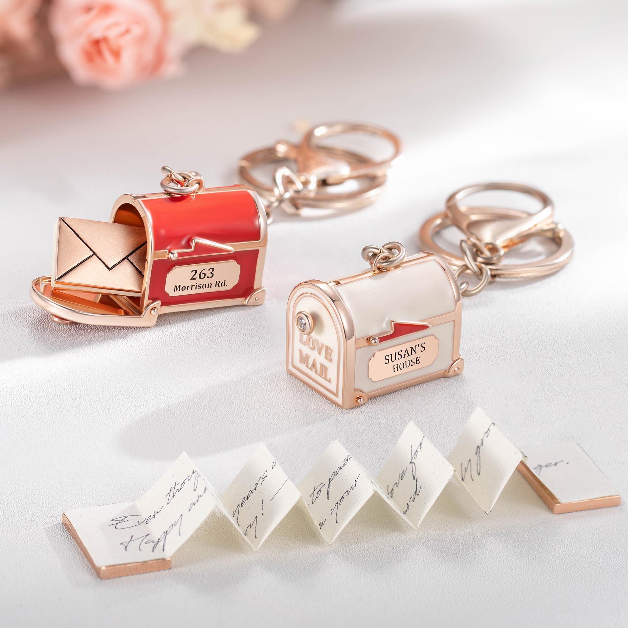 Personalized Openable Love Mail Mailbox Design Bag Charm Keychain Custom Love Letter and Text Hidden Message Key Ring Romantic Surprise Gift for Lover