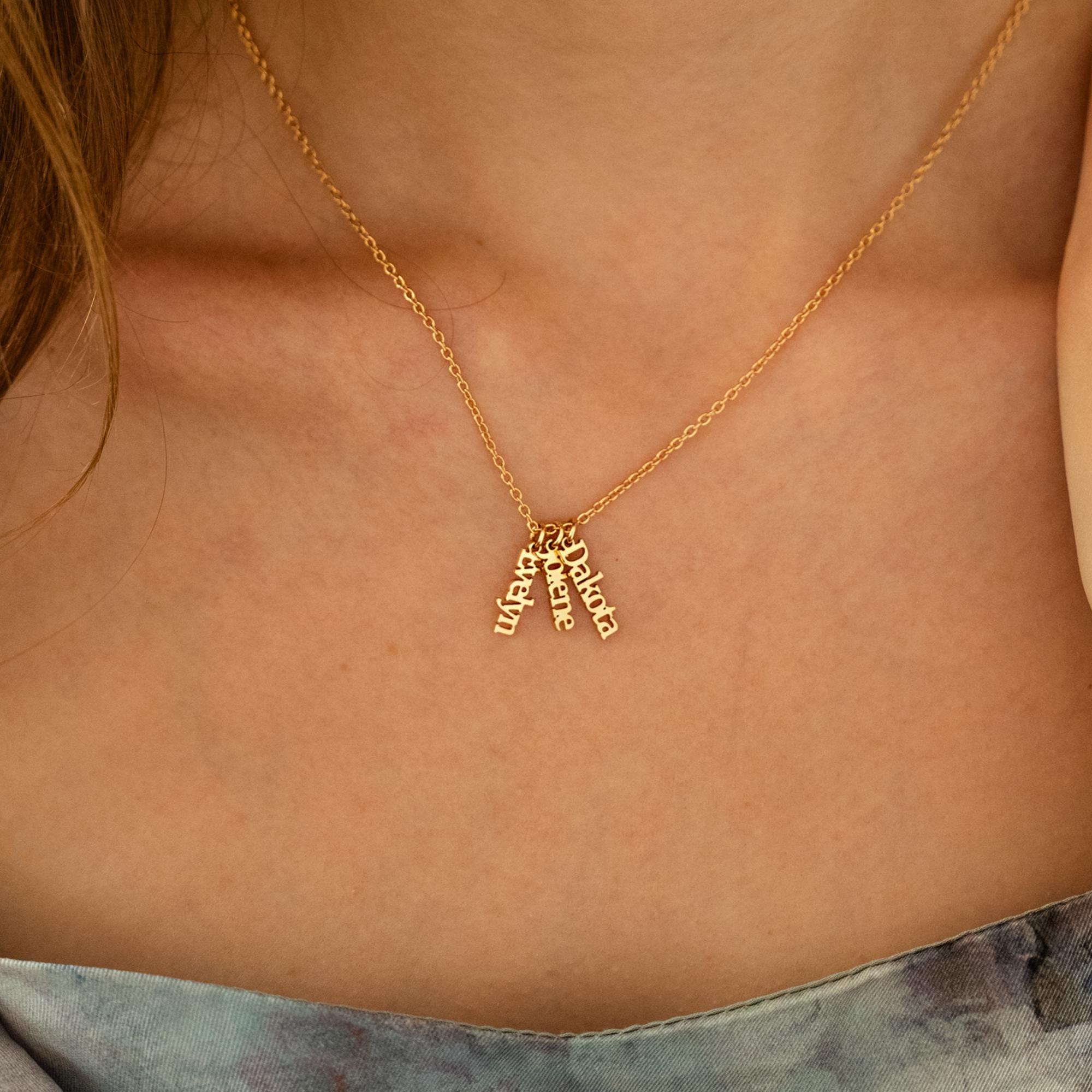 Personalized 1 5 Name Charm Necklace Custom Family Names Pendant Birthday Gift For Her
