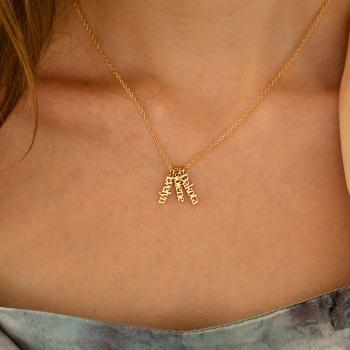 Personalized 1 5 Name Charm Necklace Custom Family Names Pendant Birthday Gift For Her