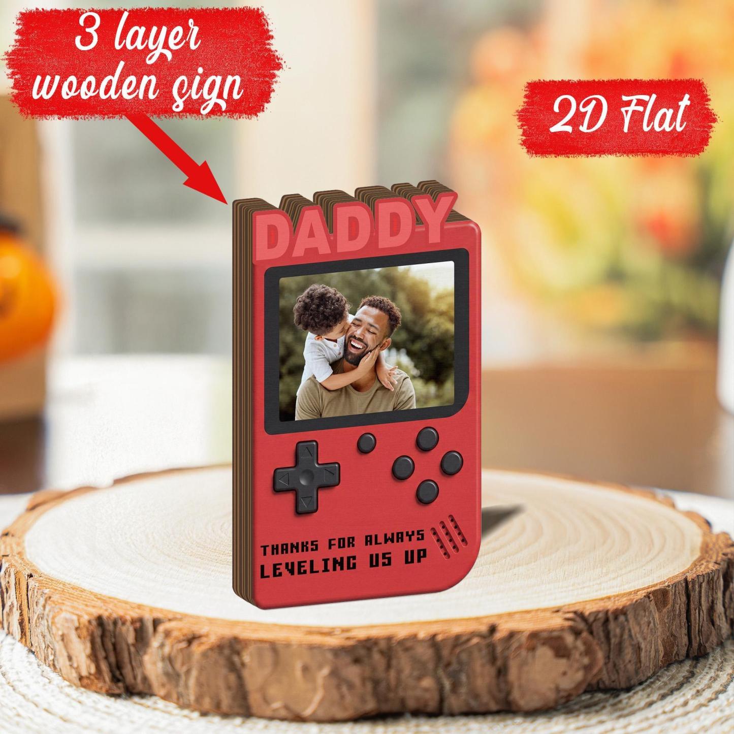 Personalized Title Gamer Controller Wooden Ornament Custom Photo Desktop Sign Father's Day Gift for Gaming Dad