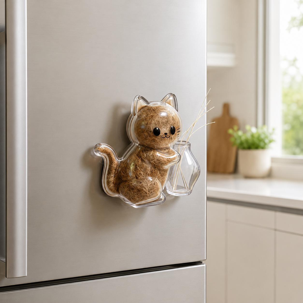 Cute Cat Whisker Holder Fridge Magnet Transparent Pet Fur Keepsake Box Cat Memorial Hair Storage Kitty-Shaped Gift for Cat Lovers
