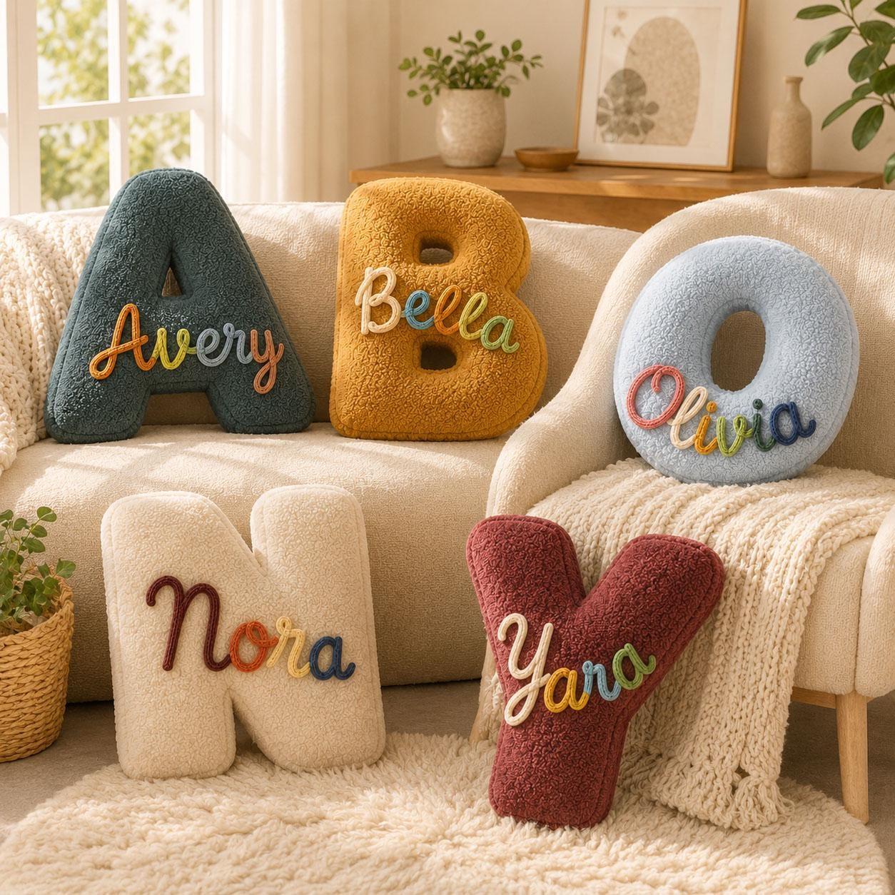 Personalized Letter Pillow Custom Name Initial Alphabet Throw Pillow Birthday Gift for Kids Home Decor Gift Housewarming Gift
