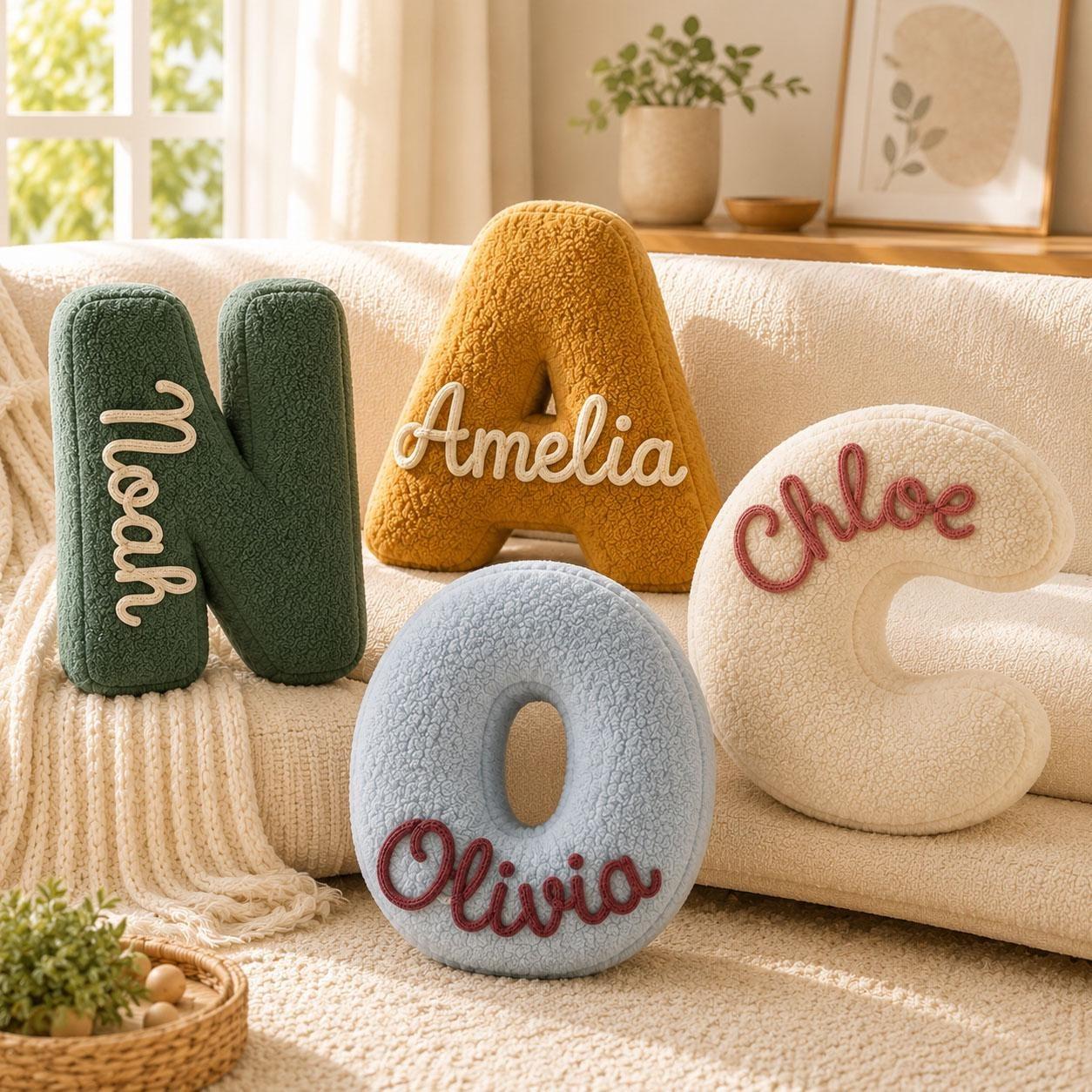 Personalized Letter Pillow Custom Name Initial Alphabet Throw Pillow Birthday Gift for Kids Home Decor Gift Housewarming Gift
