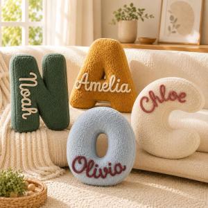 Personalized Letter Pillow Custom Name Initial Alphabet Throw Pillow Birthday Gift for Kids Home Decor Gift Housewarming Gift