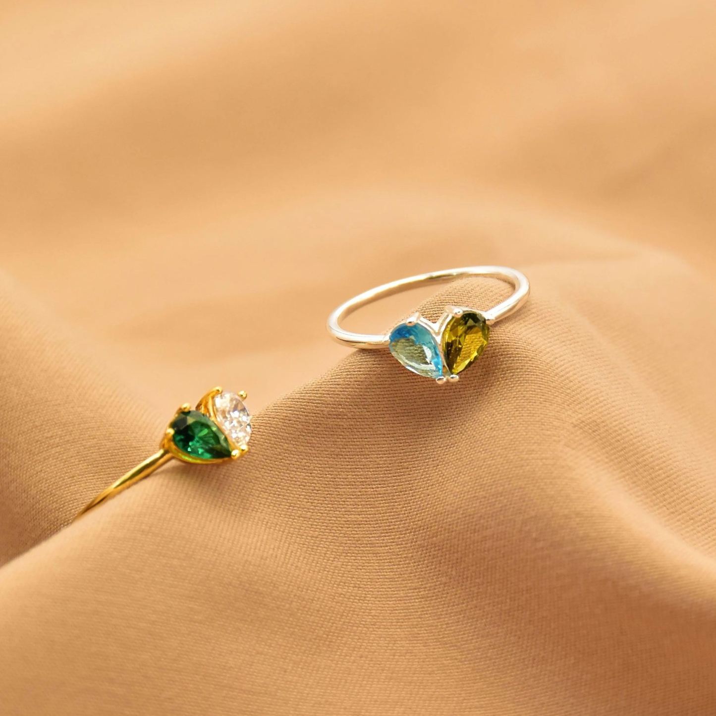 Custom Love Heart Birthstone Ring Personalized Heart & Birthstone Ring Gifts for Girlfriend