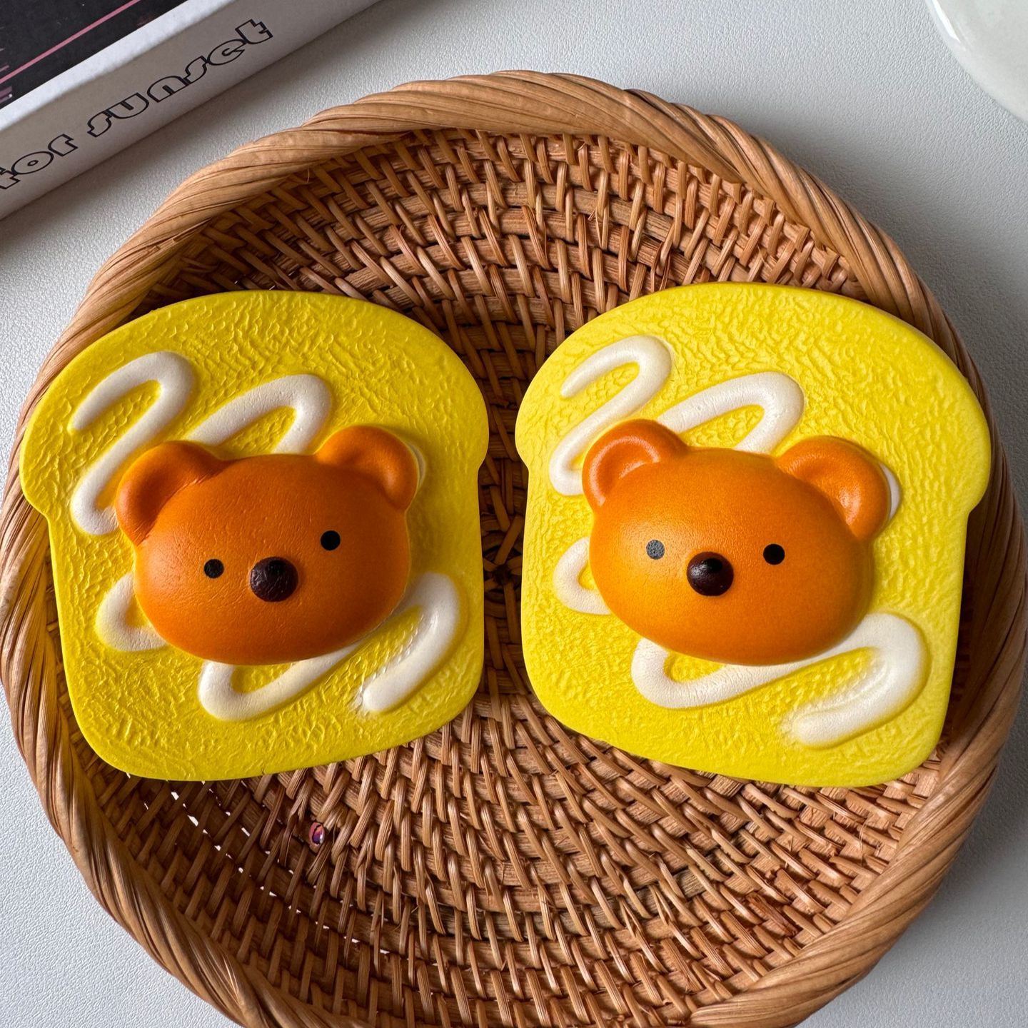 Bear-Shaped Toast Squishy Slow Rebound Stress Relief Toy with Fragrance