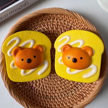 Bear-Shaped Toast Squishy Slow Rebound Stress Relief Toy with Fragrance