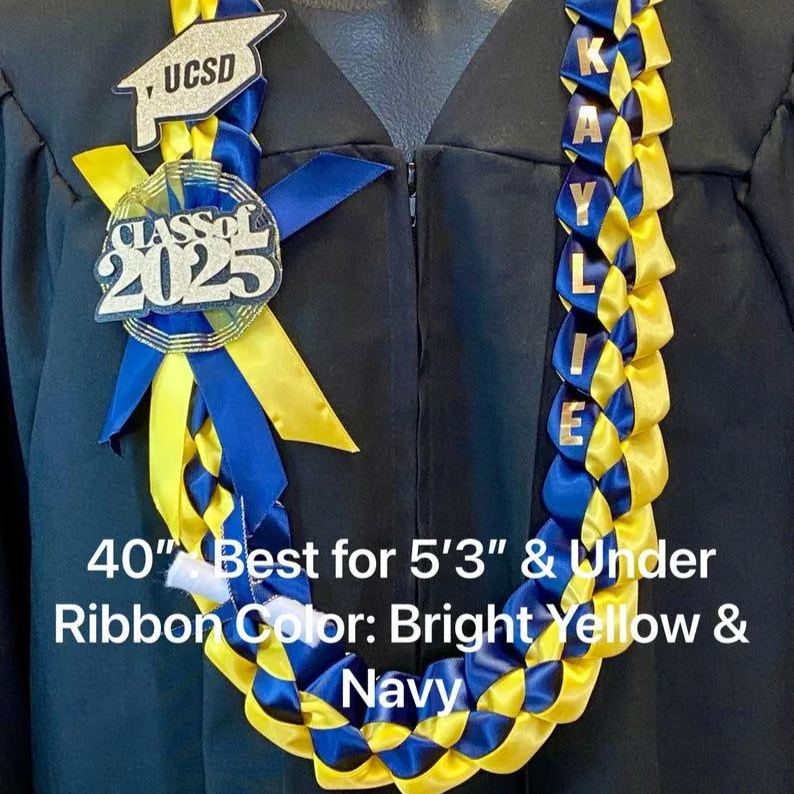 Braided 7/8" Ribbon Leis for Graduation Lei Personalized Name School Colors