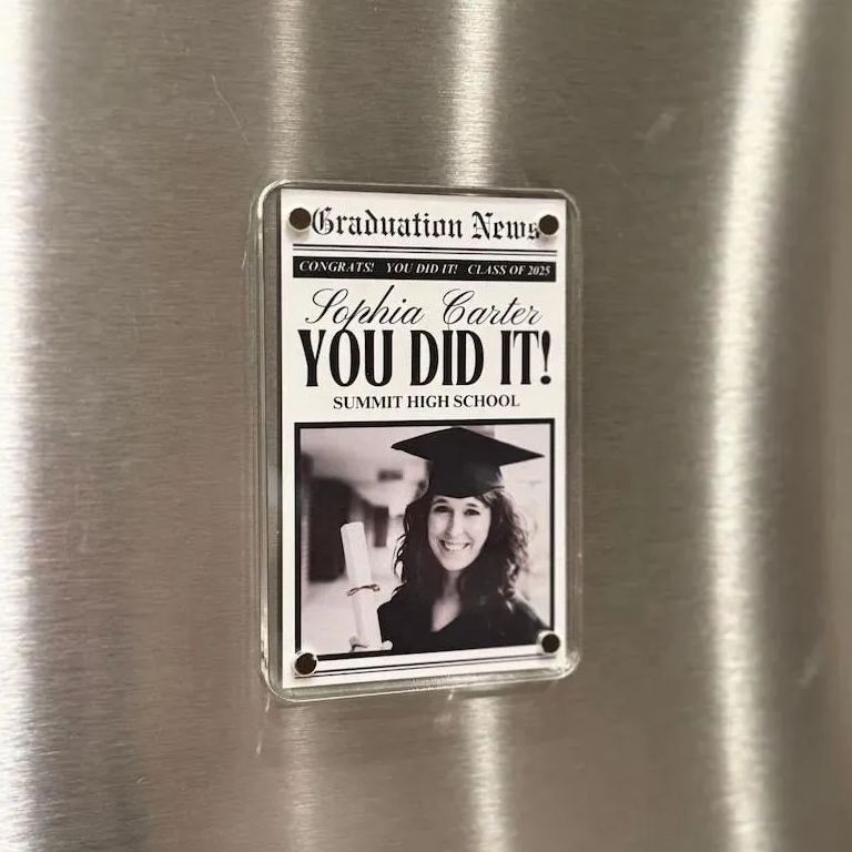 Custom Graduation Gift, Class of 2025 Personalized Photo Magnet, High School Graduate Keepsake