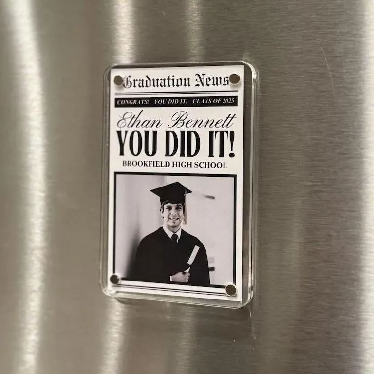 Custom Graduation Gift, Class of 2025 Personalized Photo Magnet, High School Graduate Keepsake
