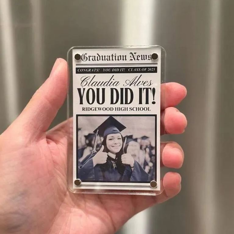 Custom Graduation Gift, Class of 2025 Personalized Photo Magnet, High School Graduate Keepsake
