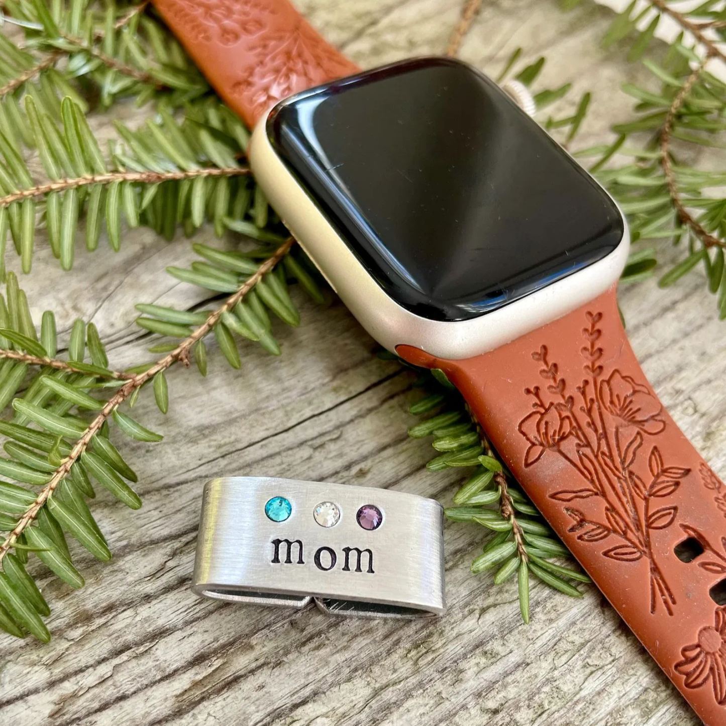 Personalized Watch Band Charm, Mother's Day Gift, Birthstone Watch Bracelet with Birthstones, Custom Charm for Watch, Gift For Grandma - namenecklace