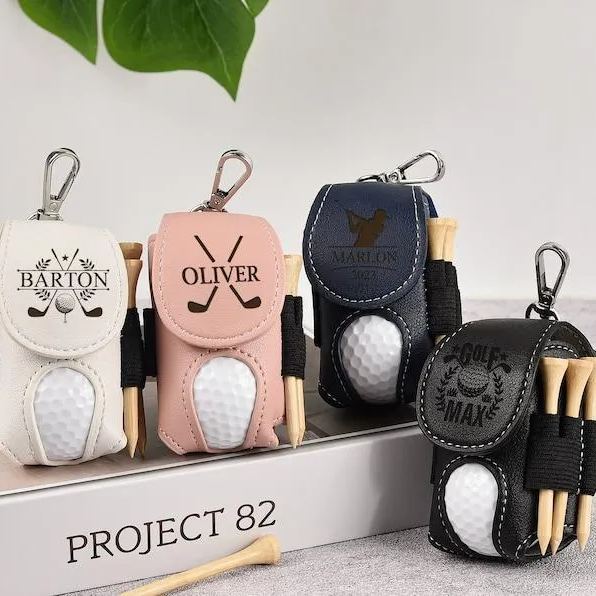 Golf Ball Bag, Stylish Pouch for Golf Balls, Tees Holder, Mini Golf Ball Holder, Leather Golf Travel Bag, Great Golf Gifts
