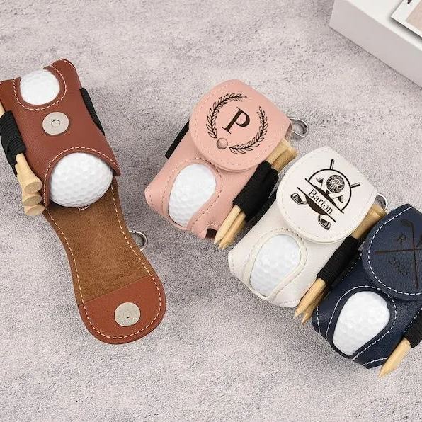 Golf Ball Bag, Stylish Pouch for Golf Balls, Tees Holder, Mini Golf Ball Holder, Leather Golf Travel Bag, Great Golf Gifts