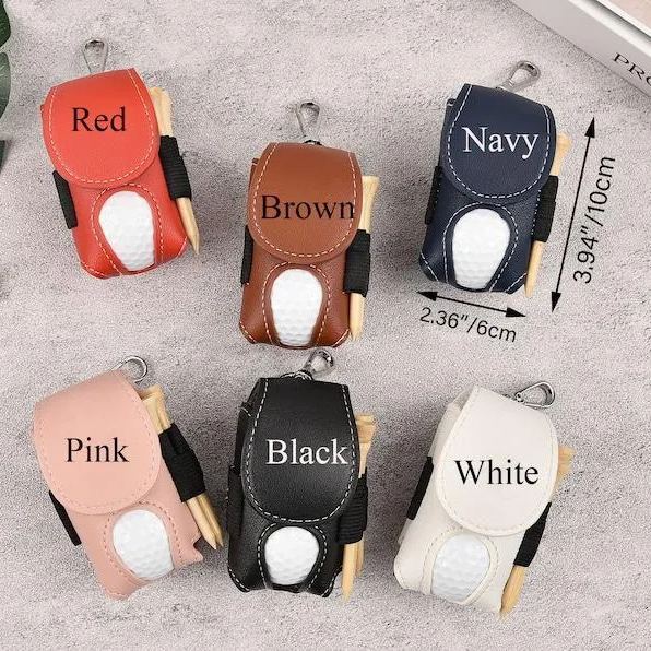 Golf Ball Bag, Stylish Pouch for Golf Balls, Tees Holder, Mini Golf Ball Holder, Leather Golf Travel Bag, Great Golf Gifts