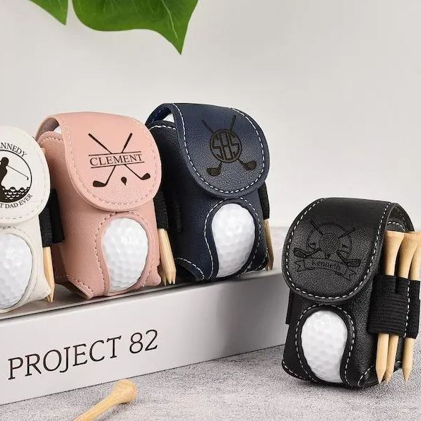 Golf Ball Bag, Stylish Pouch for Golf Balls, Tees Holder, Mini Golf Ball Holder, Leather Golf Travel Bag, Great Golf Gifts