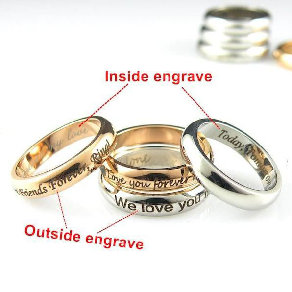 Personalized Ring Custom Name Ring Engraved Mirror Polishing Stainless Steel Ring Rose Gold Ring Custom Engraved Wedding Ring Gift