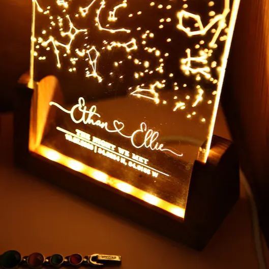 Custom Constellation Star Map Night Light – Personalized Starry Sky Lamp, Anniversary Gift for Him & Her, Unique Wedding Present, Night Sky by Date