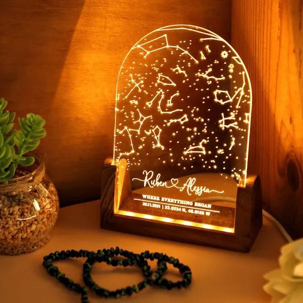 Custom Constellation Star Map Night Light – Personalized Starry Sky Lamp, Anniversary Gift for Him & Her, Unique Wedding Present, Night Sky by Date