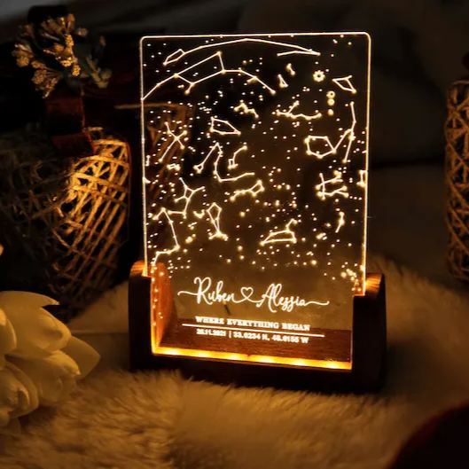Custom Constellation Star Map Night Light – Personalized Starry Sky Lamp, Anniversary Gift for Him & Her, Unique Wedding Present, Night Sky by Date