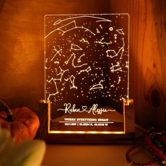 Custom Constellation Star Map Night Light – Personalized Starry Sky Lamp, Anniversary Gift for Him & Her, Unique Wedding Present, Night Sky by Date