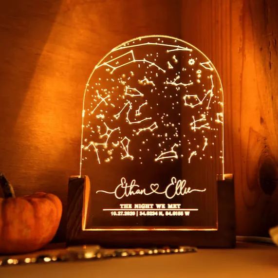 Custom Constellation Star Map Night Light – Personalized Starry Sky Lamp, Anniversary Gift for Him & Her, Unique Wedding Present, Night Sky by Date