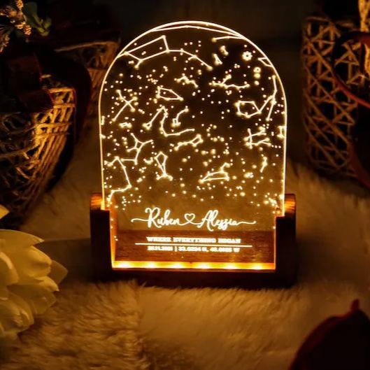 Custom Constellation Star Map Night Light – Personalized Starry Sky Lamp, Anniversary Gift for Him & Her, Unique Wedding Present, Night Sky by Date
