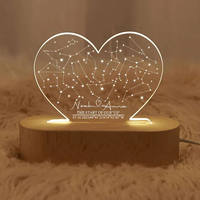Custom Star Map by Date Night Light – Personalized Anniversary Gift, Unique Engagement Present, Wedding Keepsake, Starry Night Constellation Map