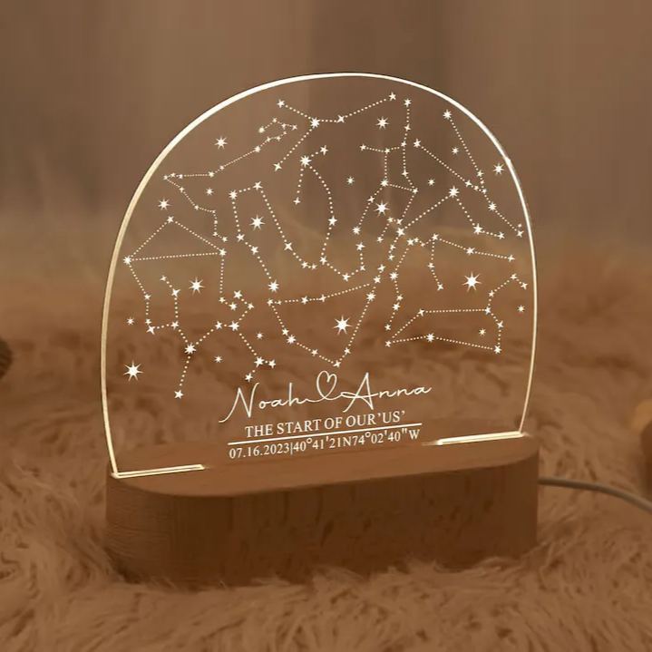 Custom Star Map by Date Night Light – Personalized Anniversary Gift, Unique Engagement Present, Wedding Keepsake, Starry Night Constellation Map
