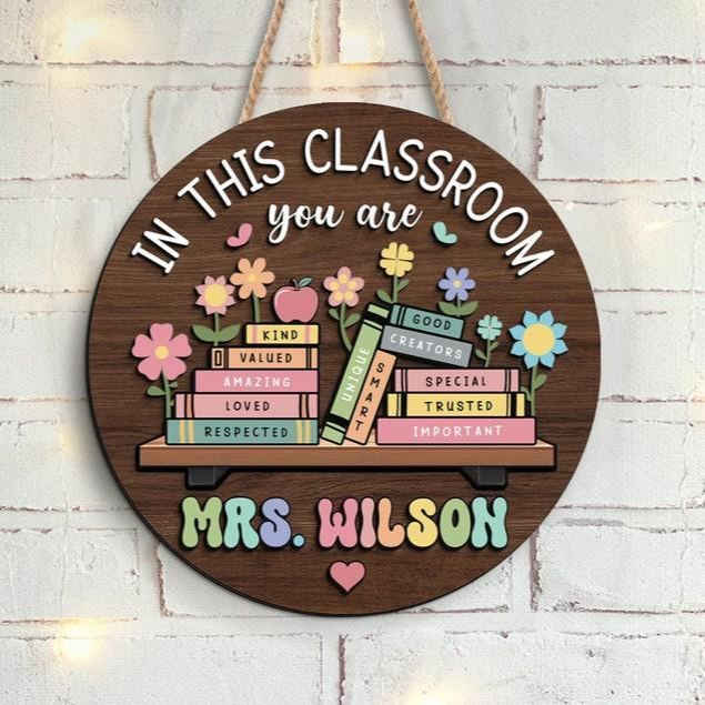 Custom Teacher 3D Door Hanger, In this Classroom You Are, Cute Teacher Door Sign, Back to School Gift, Custom Teacher Name, Classroom Decor