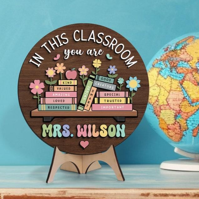 Custom Teacher 3D Door Hanger, In this Classroom You Are, Cute Teacher Door Sign, Back to School Gift, Custom Teacher Name, Classroom Decor