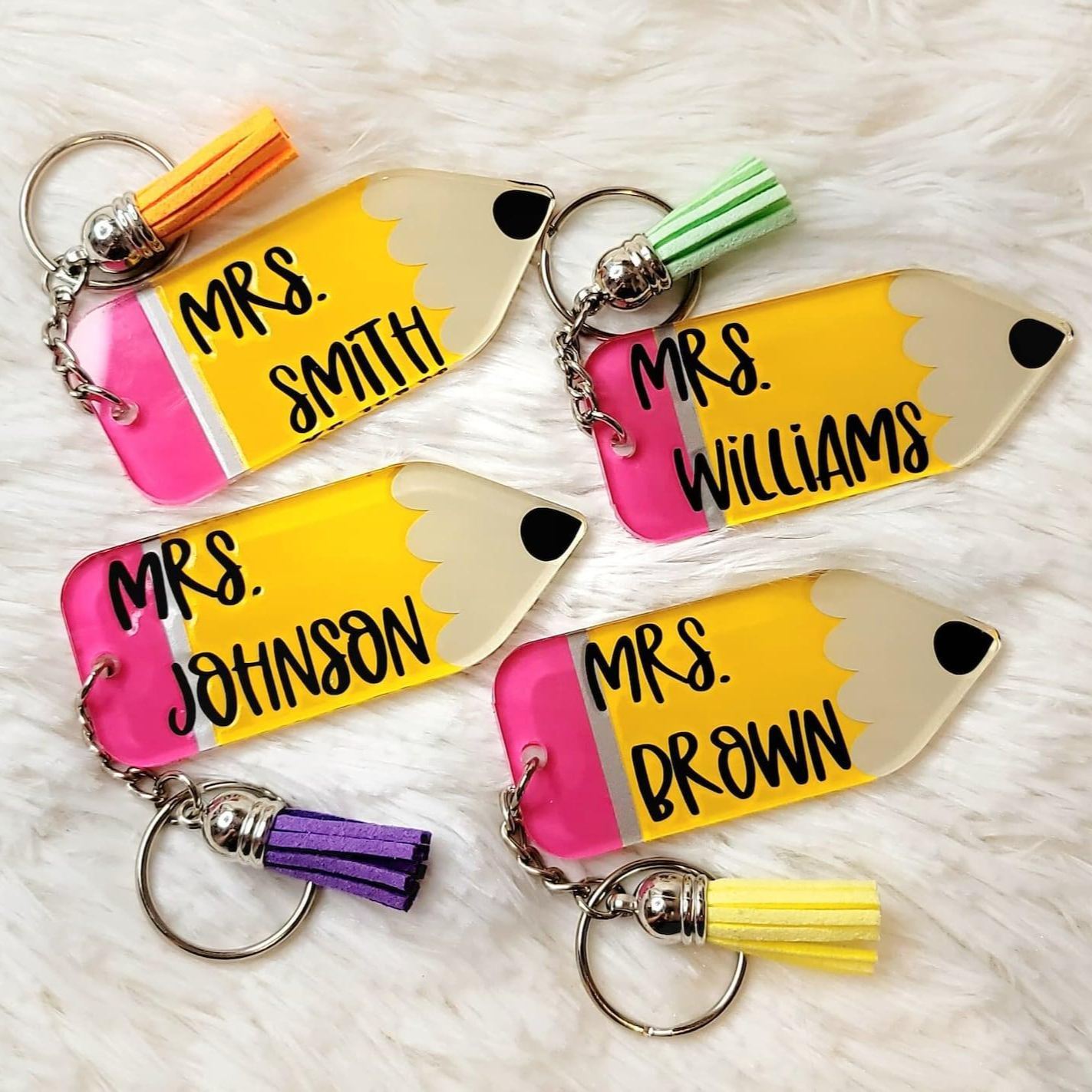 Custom Teacher Pencil Keychain