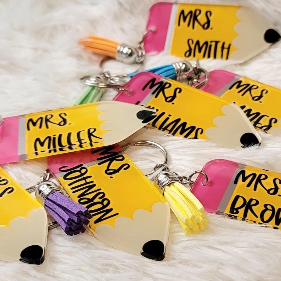 Custom Teacher Pencil Keychain