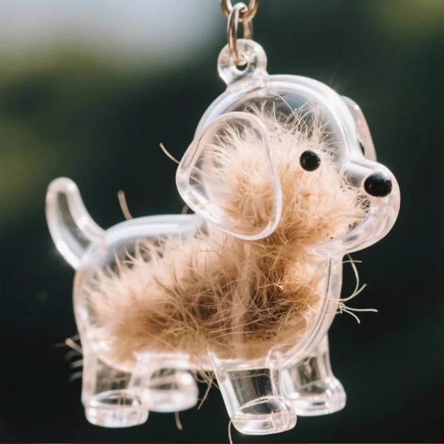 Pet Hair Keepsake Keychain Clear Dog Fur Memory Capsule Charm for Pet Lovers