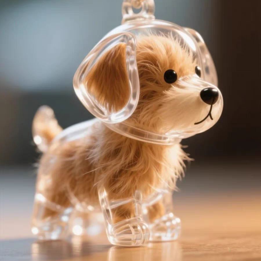 Pet Hair Keepsake Keychain Clear Dog Fur Memory Capsule Charm for Pet Lovers