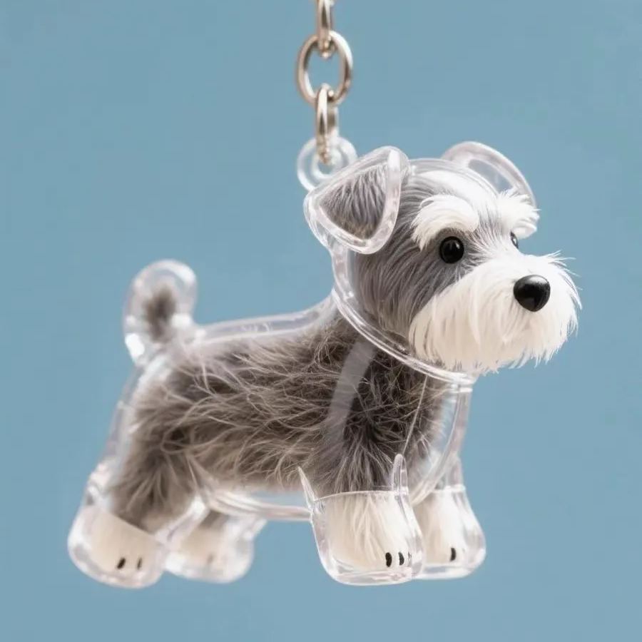 Pet Hair Keepsake Keychain Clear Dog Fur Memory Capsule Charm for Pet Lovers